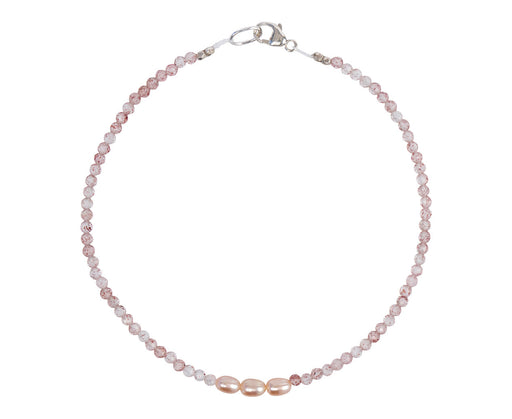 Margaret Solow Strawberry Quartz and Pink Pearl Beaded Bracelet