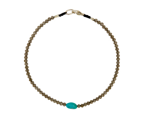 Margaret Solow Smoky Quartz and Turquoise Beaded Bracelet