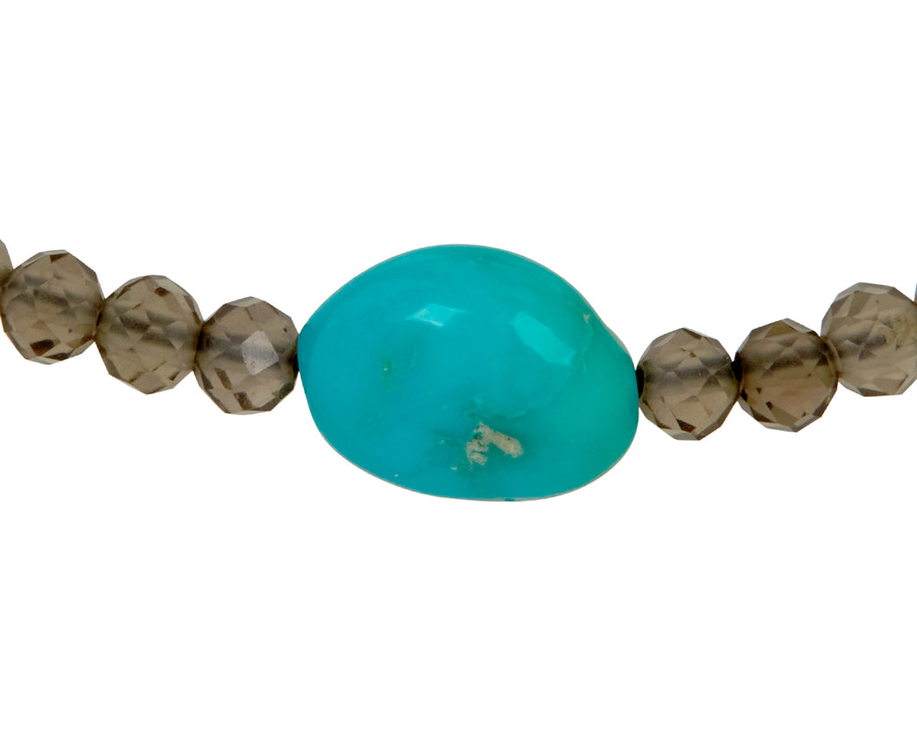 Margaret Solow Smoky Quartz and Turquoise Beaded Bracelet - closeup
