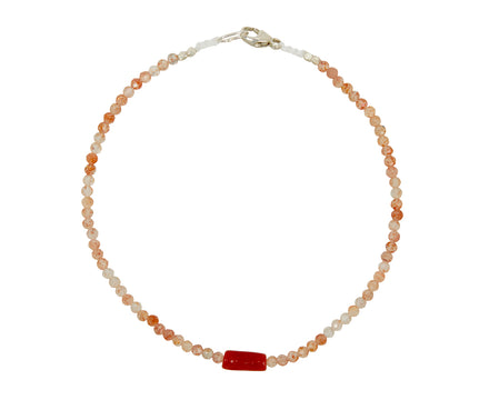 Margaret Solow Rutilated Quartz and Coral Beaded Bracelet