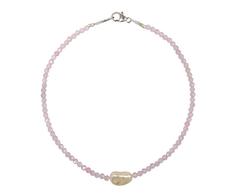 Margaret Solow Rose Quartz and Pearl Beaded Bracelet
