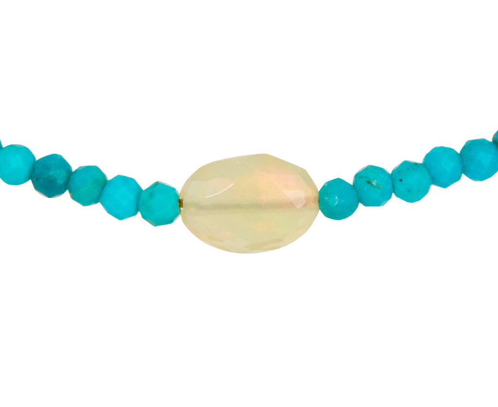Margaret Solow Turquoise and Opal Beaded Bracelet - closeup