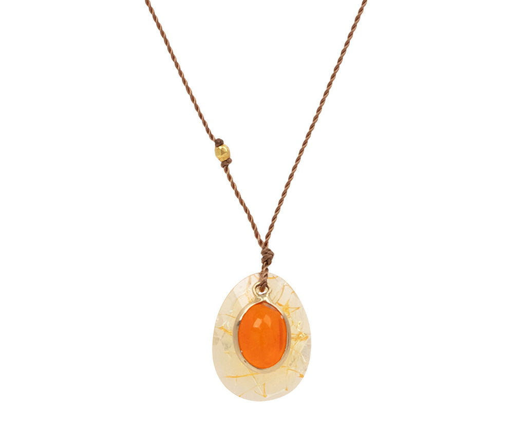 Margaret Solow Fire Opal and Opal Pendant Necklace