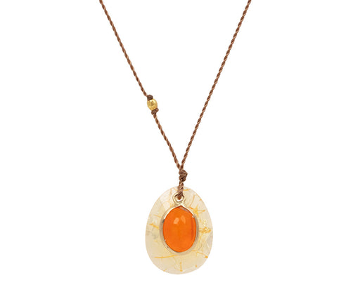 Margaret Solow Fire Opal and Opal Pendant Necklace