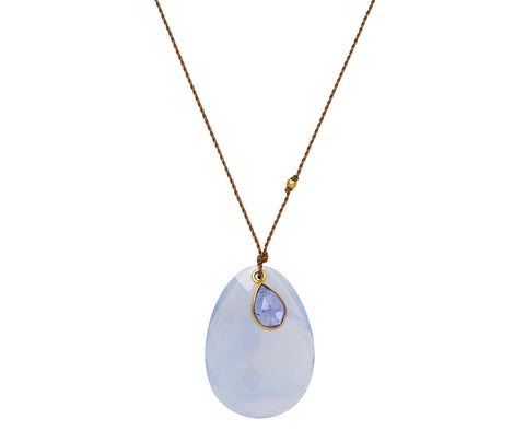Margaret Solow Blue Chalcedony and Tanzanite Pendant Necklace