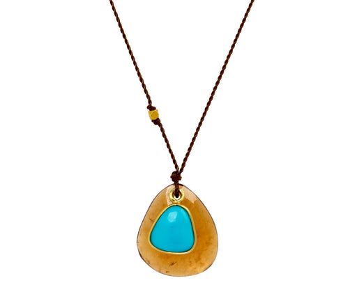 Margaret Solow Hessonite Garnet and Sleeping Beauty Turquoise Necklace