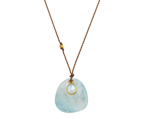 Margaret Solow Aquamarine and Moonstone Pendant Necklace