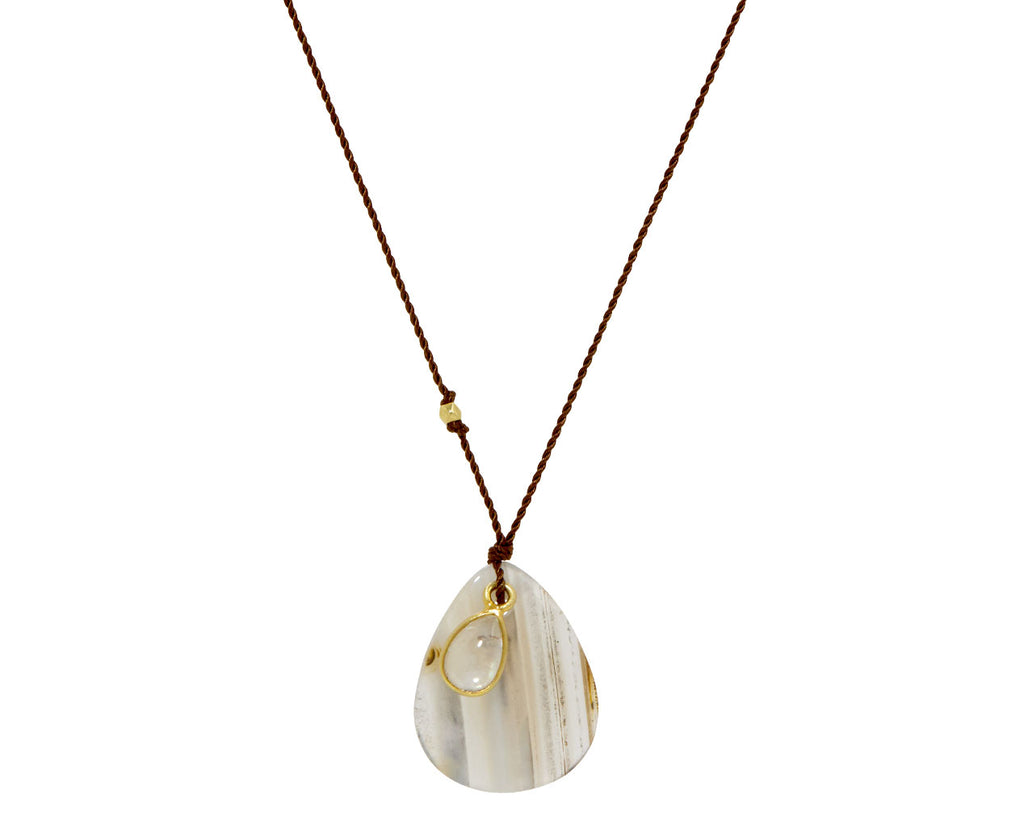 Margaret Solow Agate and Rainbow Moonstone Pendant Necklace