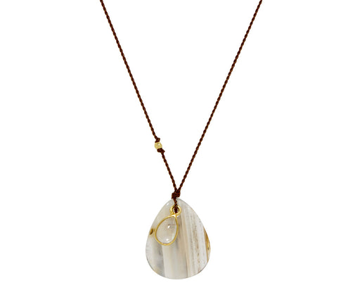 Margaret Solow Agate and Rainbow Moonstone Pendant Necklace