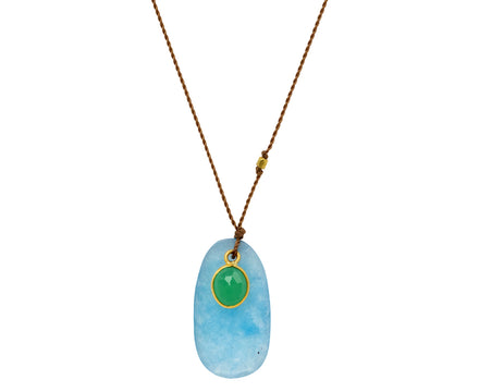 Margaret Solow Blue Quartz and Chrysoprase Pendant Necklace