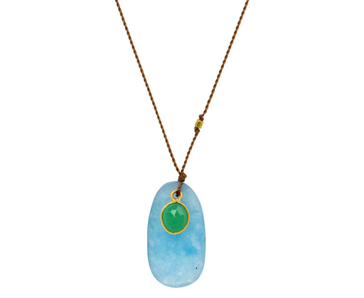 Margaret Solow Blue Quartz and Chrysoprase Pendant Necklace