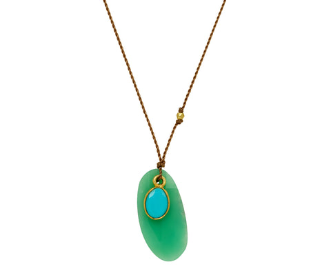 Margaret Solow Chrysoprase and Turquoise Pendant Necklace