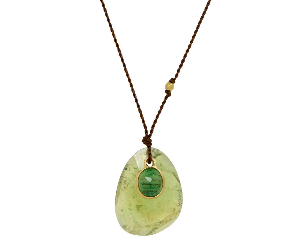 Margaret Solow Green Garnet and Emerald Pendant Necklace