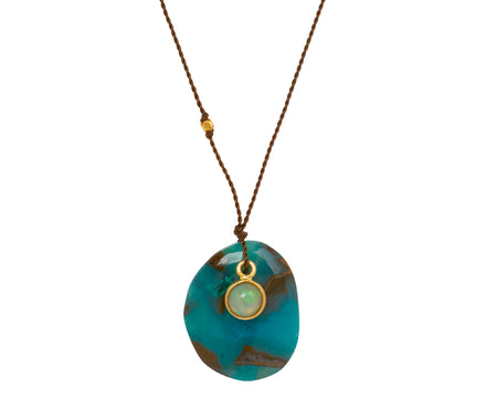 Peruvian Opal and Opal Pendant Necklace