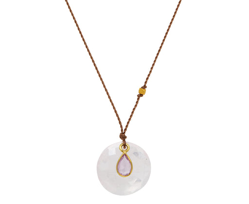 Margaret Solow Rose Quartz and Pink Sapphire Pendant Necklace