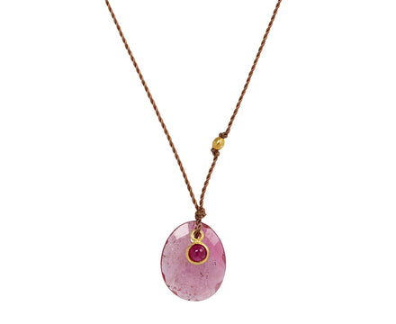 Margaret Solow Pink Tourmaline and Ruby Pendant Necklace