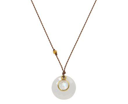 Margaret Solow White Chalcedony and Rainbow Moonstone Pendant Necklace