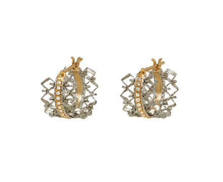 Nikolle Radi Small Brocade Pavé Hoop Earrings