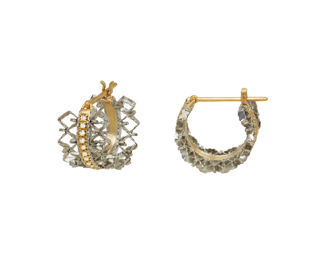 Nikolle Radi Small Brocade Pavé Hoop Earrings - Side View