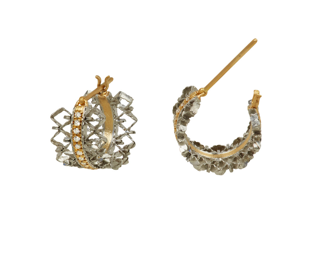Nikolle Radi Small Brocade Pavé Hoop Earrings - Closure