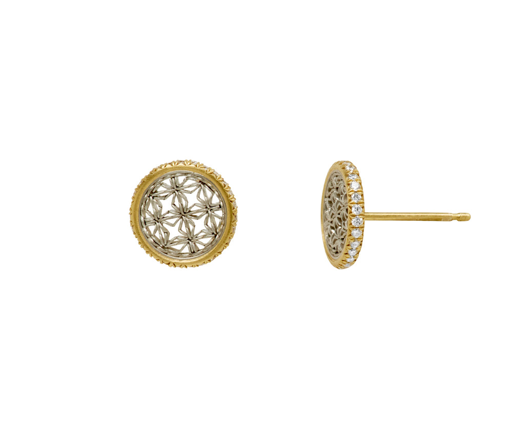 Nikolle Radi Platinum and Gold Diamond Post Earrings Side