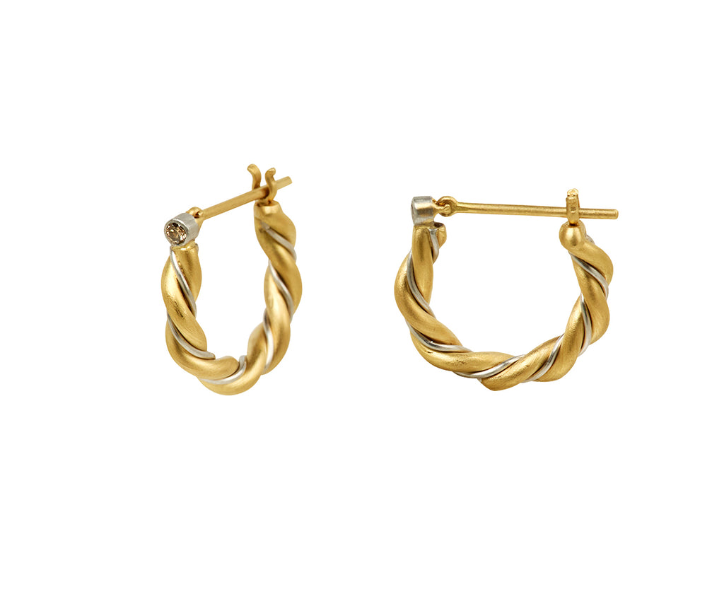 Nikolle Radi Twisted Diamond Hoop Earrings Side View