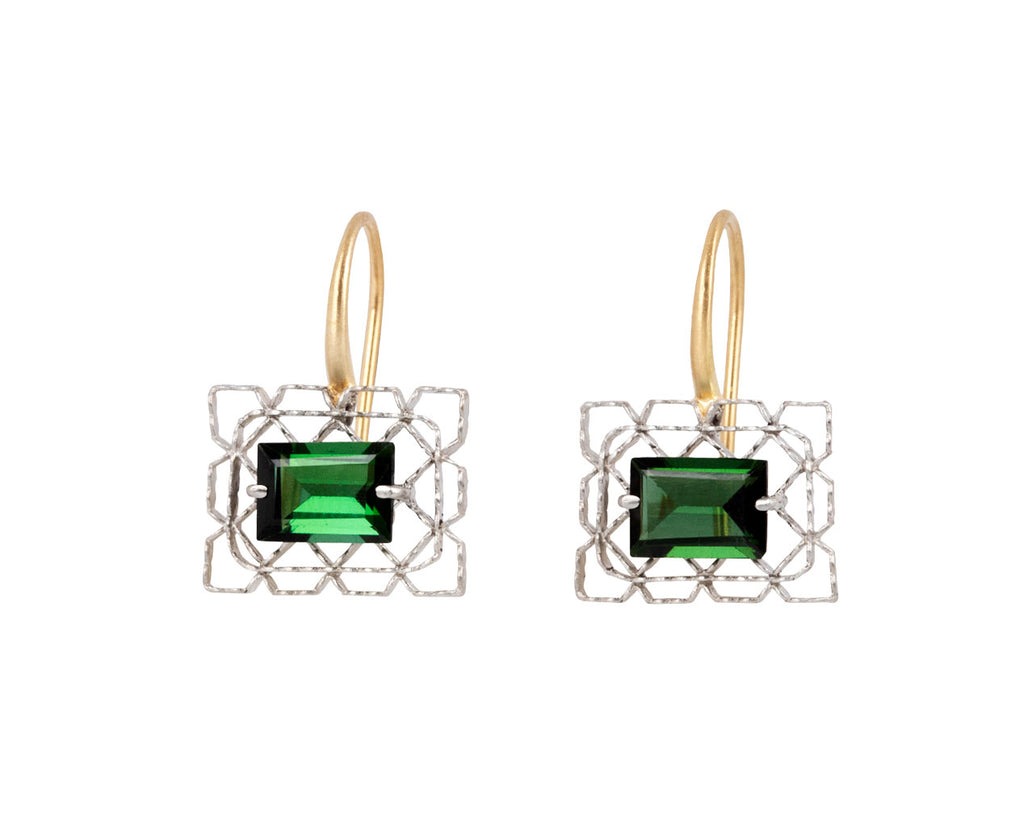 Green Tourmaline Frame Earrings
