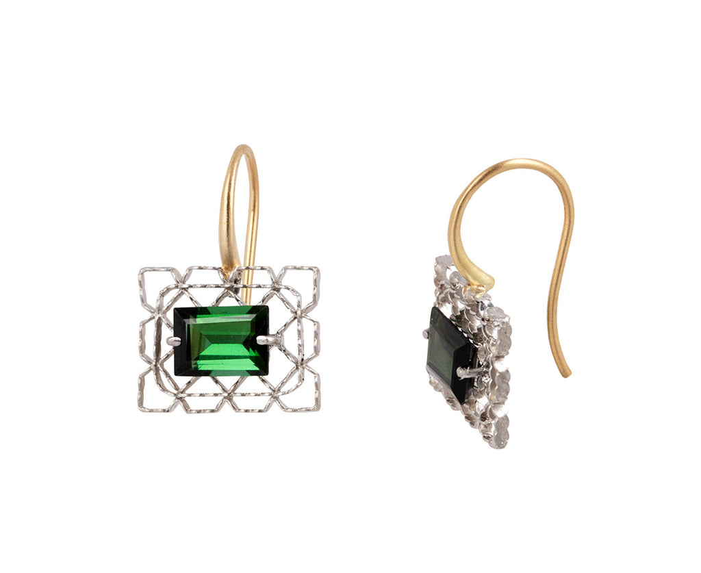Green Tourmaline Frame Earrings