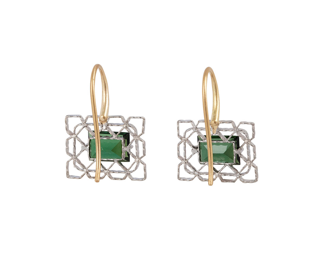 Green Tourmaline Frame Earrings