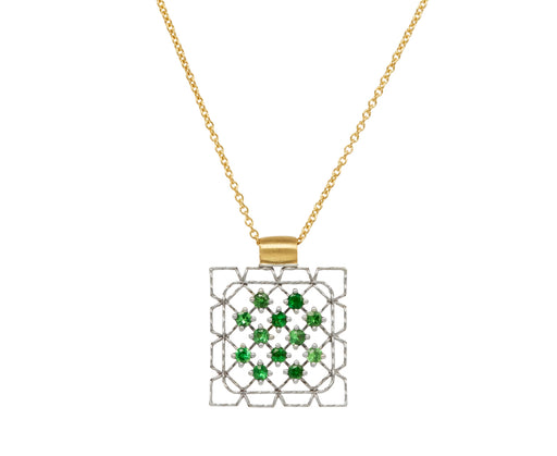 Nikolle Radi Emerald Lacy Frame Pendant Necklace