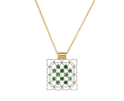 Nikolle Radi Emerald Lacy Frame Pendant Necklace