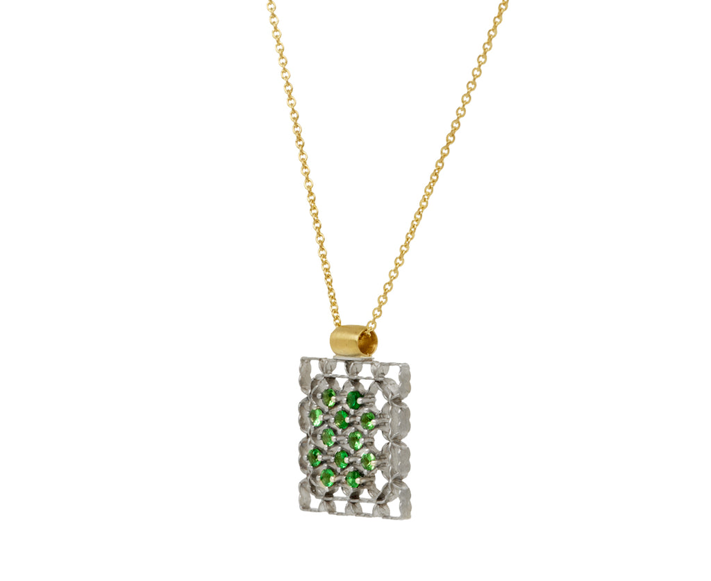 Nikolle Radi Emerald Lacy Frame Pendant Necklace Side