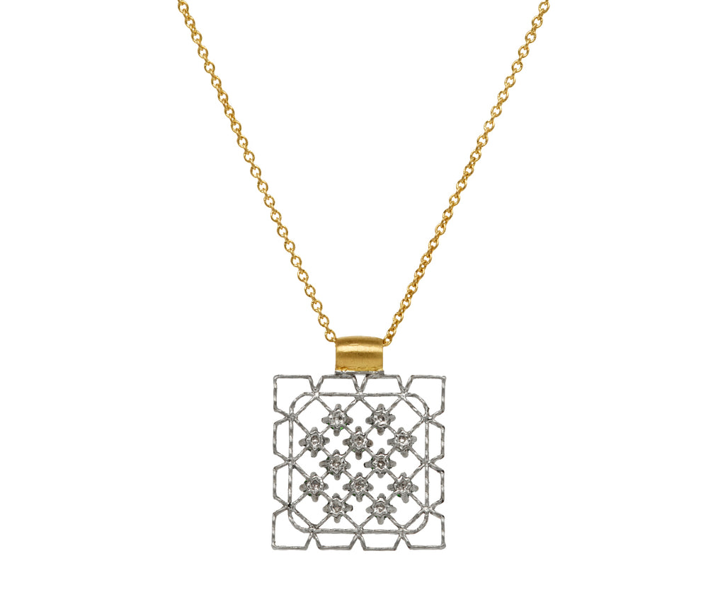 Emerald Lacy Frame Pendant Necklace