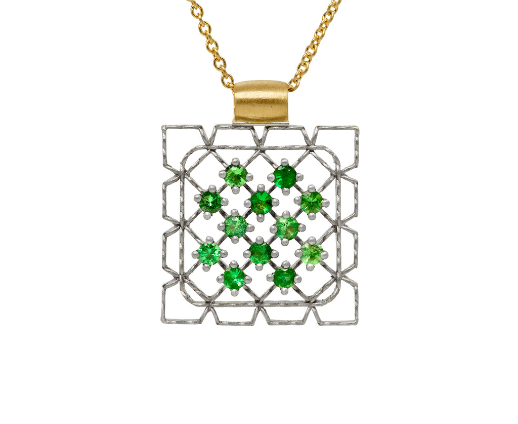 Emerald Lacy Frame Pendant Necklace