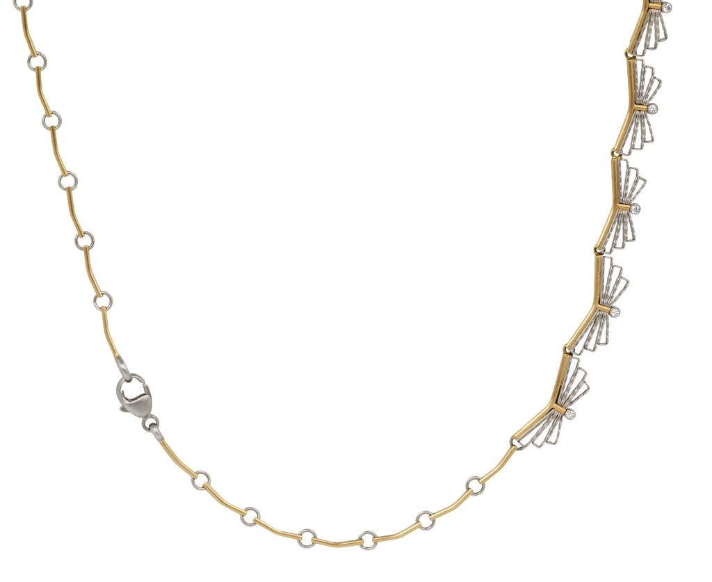 Platinum and Diamond Row of Bows Necklace