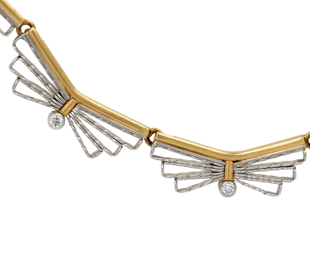 Platinum and Diamond Row of Bows Necklace