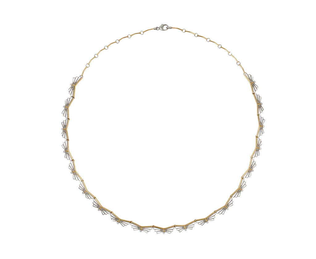 Platinum and Diamond Row of Bows Necklace