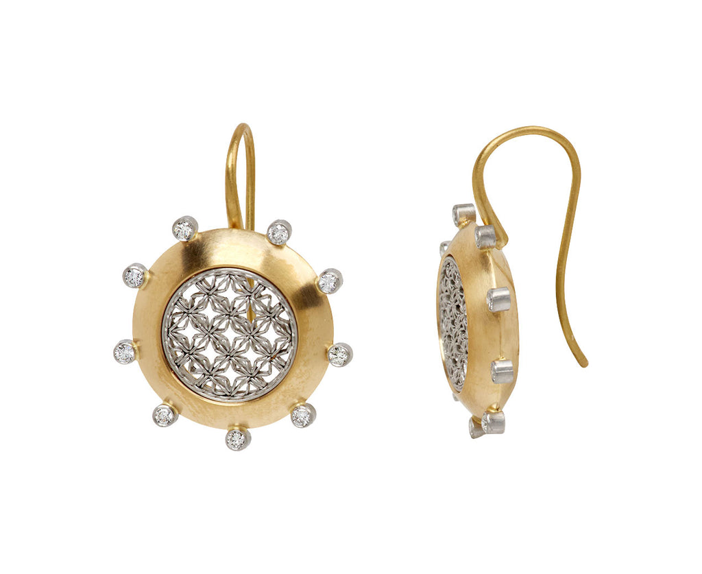 Diamond Orbital Round Damask Earrings - TWISTonline 