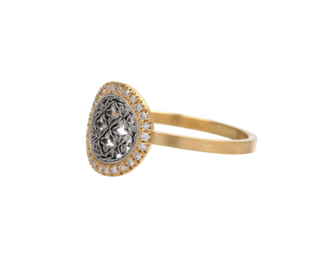Nikolle Radi Small Diamond Damask Ring Side