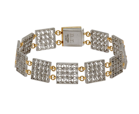 Nikolle Radi Champagne Diamond Square Chain Link Bracelet