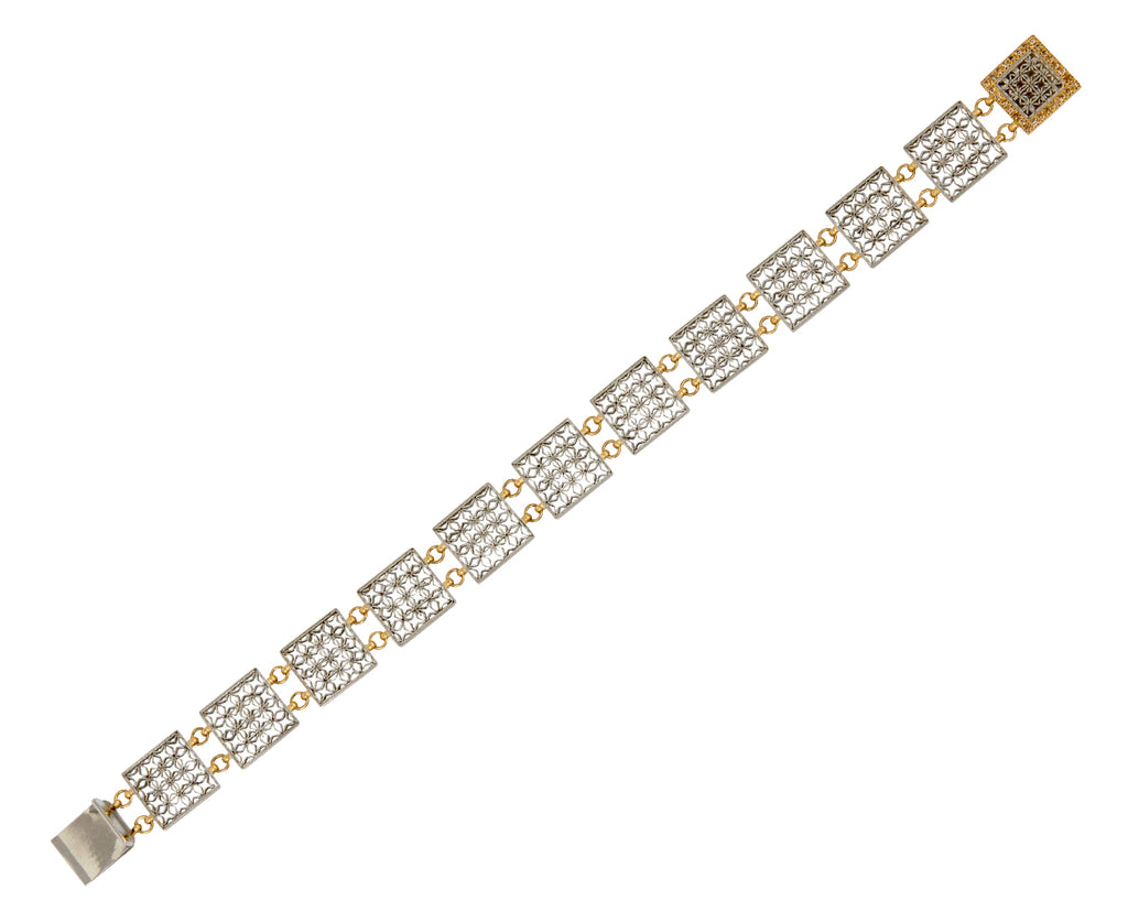 Nikolle Radi Champagne Diamond Square Chain Link Bracelet - opsn