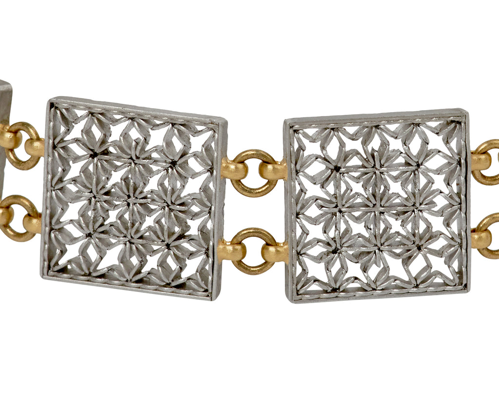 Nikolle Radi Champagne Diamond Square Chain Link Bracelet - closeup