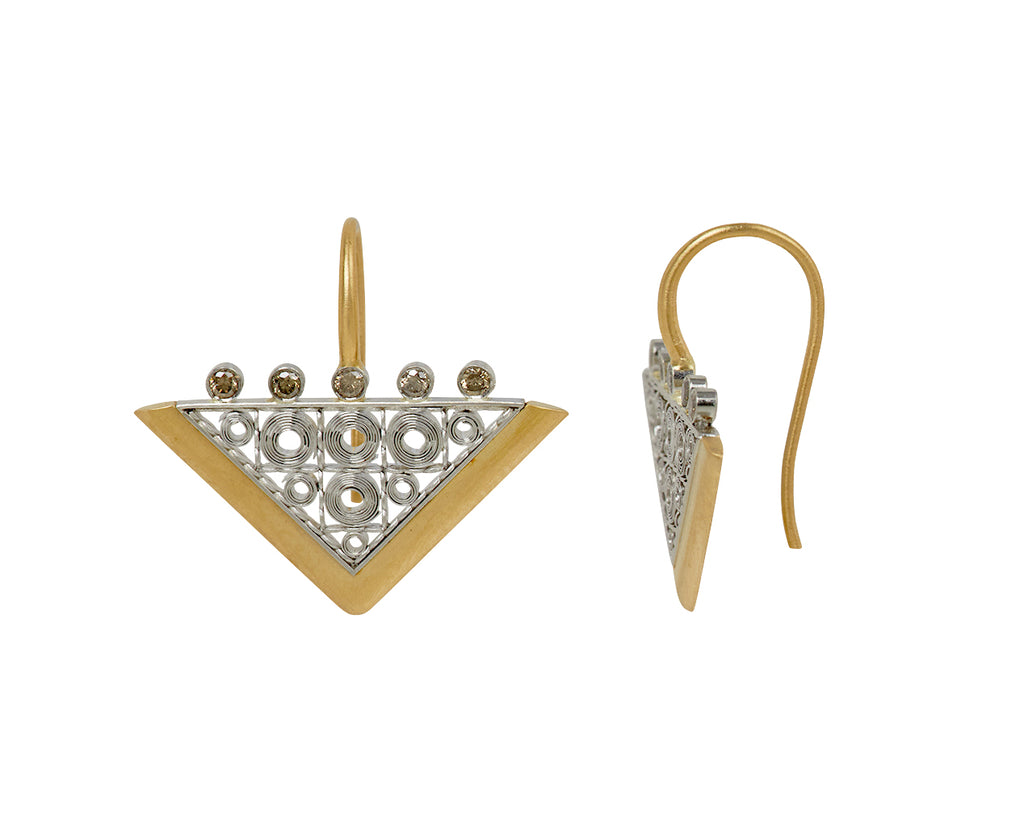 Nikolle Radi Champagne Diamond Triangle Earrings - side