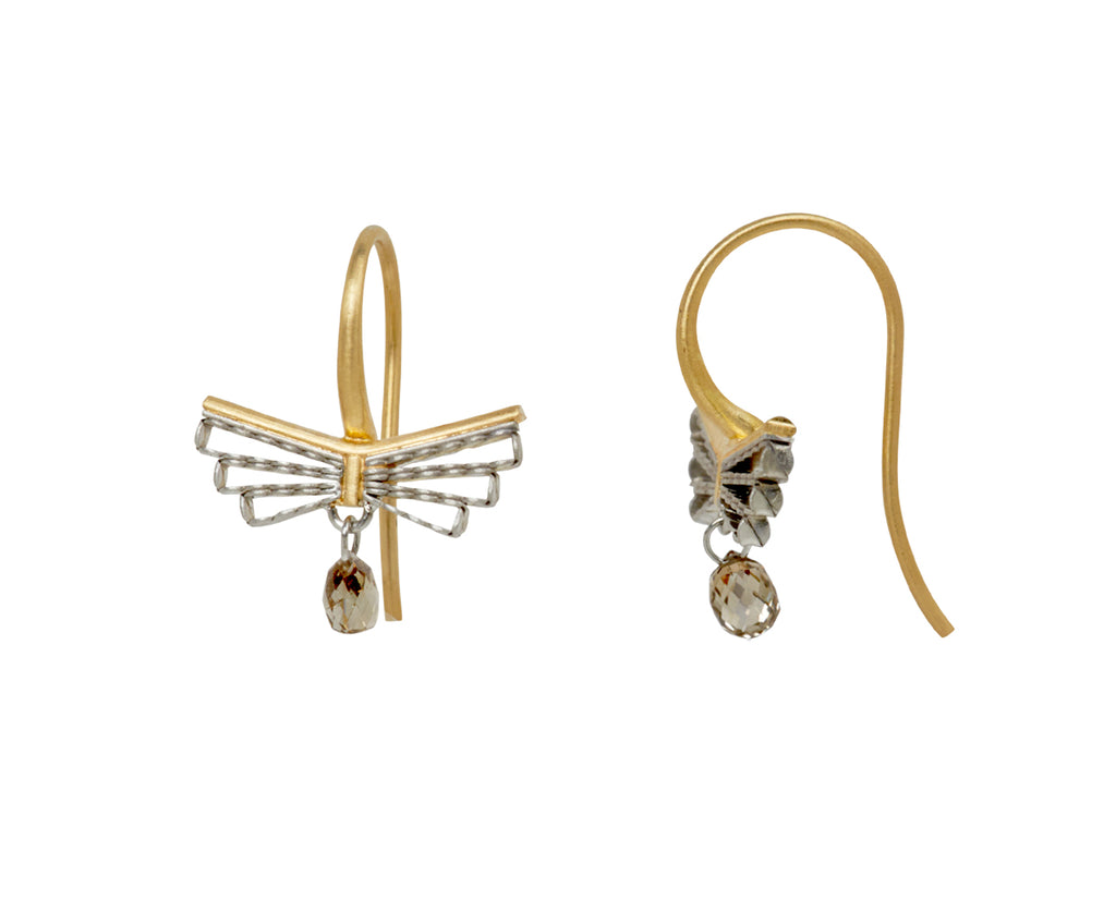 Nikolle Radi Champagne Diamond Bow Earrings - side