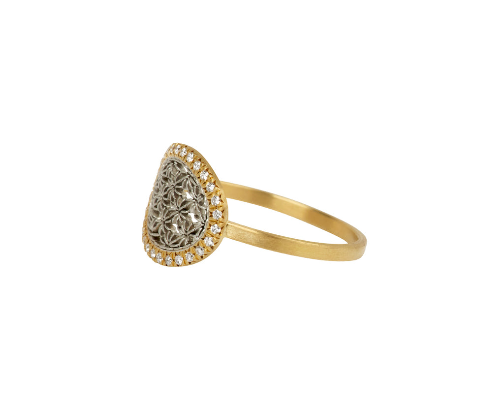 Nikolle Radi Small Oval Damask Ring Side View