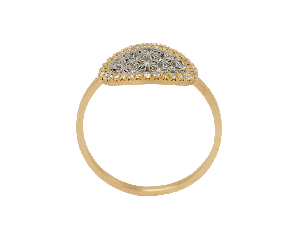 Nikolle Radi Small Oval Damask Ring - top down