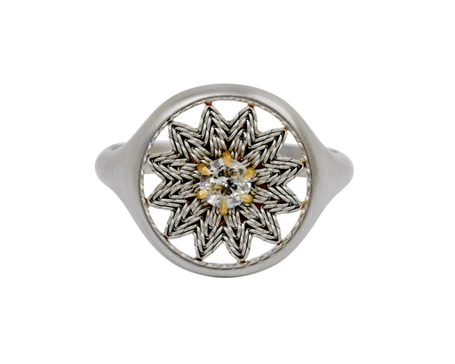 Round Diamond Flower Seal Ring