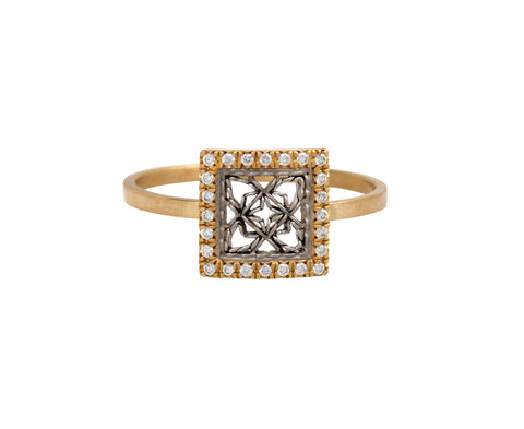 Small Square Damask Ring