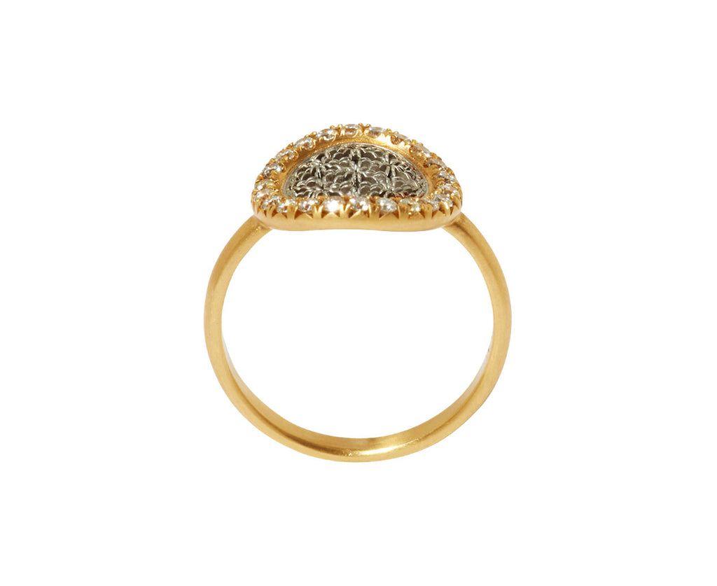 Nikolle Radi Gold and Platinum Diamond Ring - top down