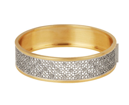 Wide Platinum and Gold Cuff Bracelet